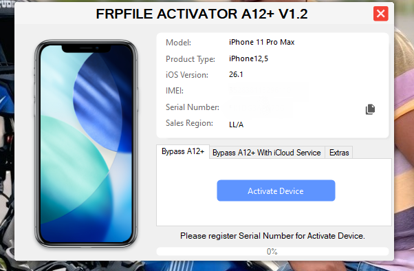 FRPFILE PREMIUM TOOL Bypass iCloud GSM devices no Signal fix notification, icloud services (iOS 14.6 to 14.8.1) [Read description]